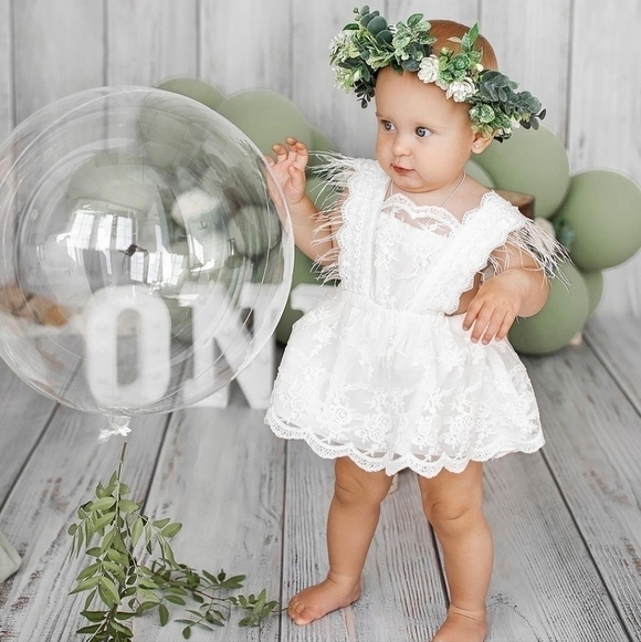 Baby Girl Christmas Dress Green White Fringe Sleeve Christmas Dress NWT - Picture 5 of 15